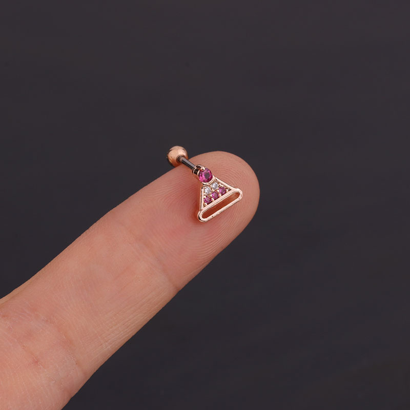 Foreign Trade Zircon Earrings Fashion Mini Hat Shape Screw Stainless Steel Studs Creative Personality Piercing Ornament
