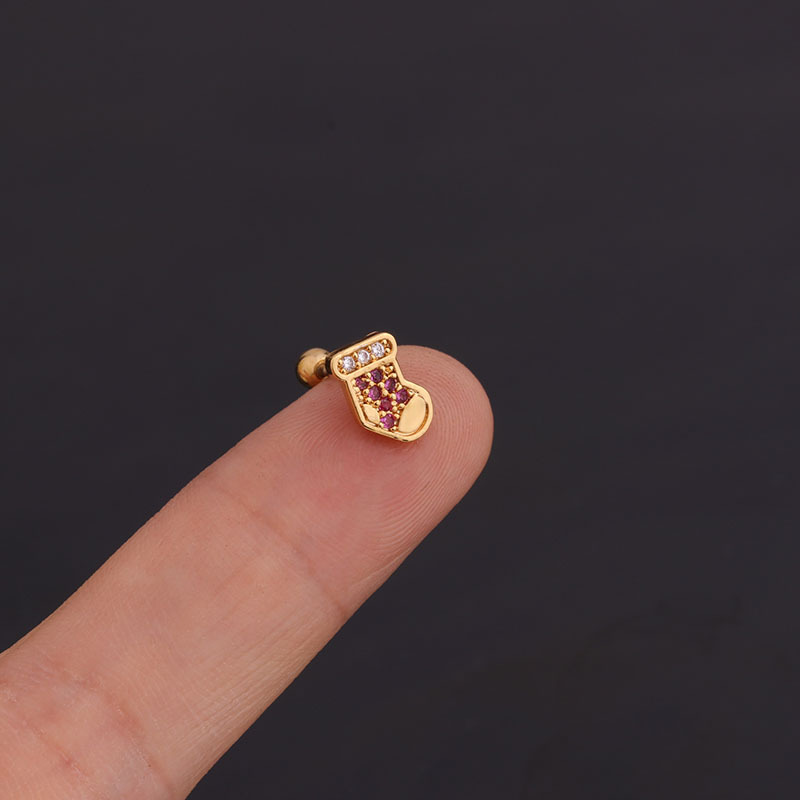 Foreign Trade Zircon Earrings Fashion Mini Hat Shape Screw Stainless Steel Studs Creative Personality Piercing Ornament