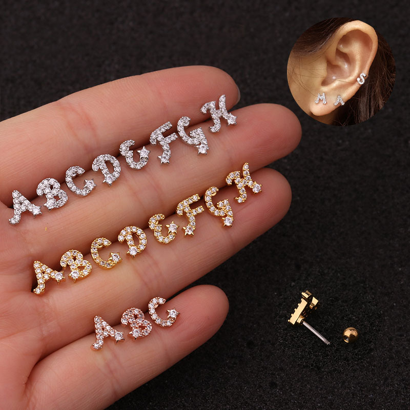Foreign Trade Zircon Earrings Fashion Mini Hat Shape Screw Stainless Steel Studs Creative Personality Piercing Ornament