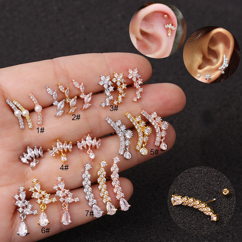 Foreign Trade Zircon Earrings Fashion Mini Hat Shape Screw Stainless Steel Studs Creative Personality Piercing Ornament