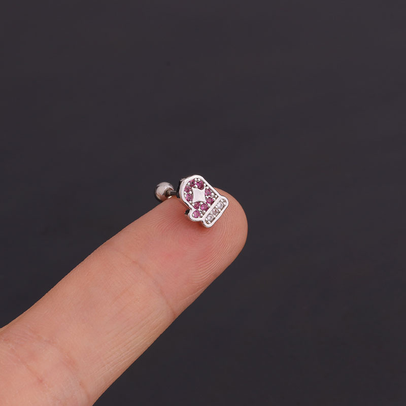 Foreign Trade Zircon Earrings Fashion Mini Hat Shape Screw Stainless Steel Studs Creative Personality Piercing Ornament