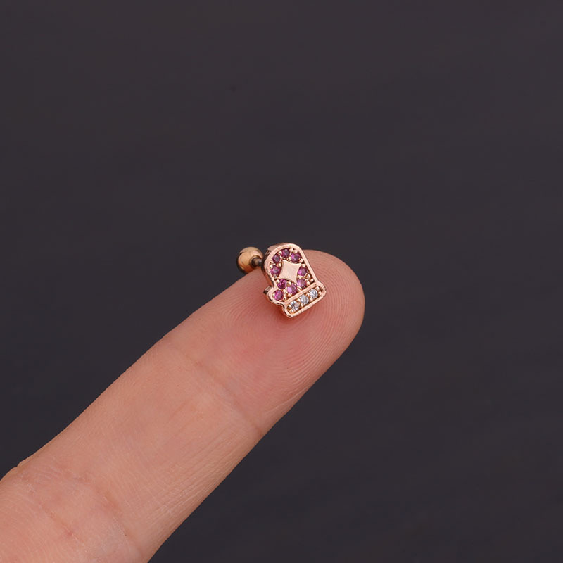 Foreign Trade Zircon Earrings Fashion Mini Hat Shape Screw Stainless Steel Studs Creative Personality Piercing Ornament