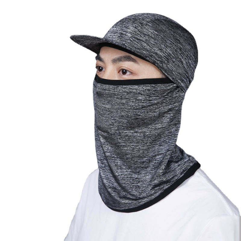 Summer Headgear Riding Outdoor Sports Fishing with Hat Brim Ice Silk Sweat-Absorbent Breathable Sun Protection Mask