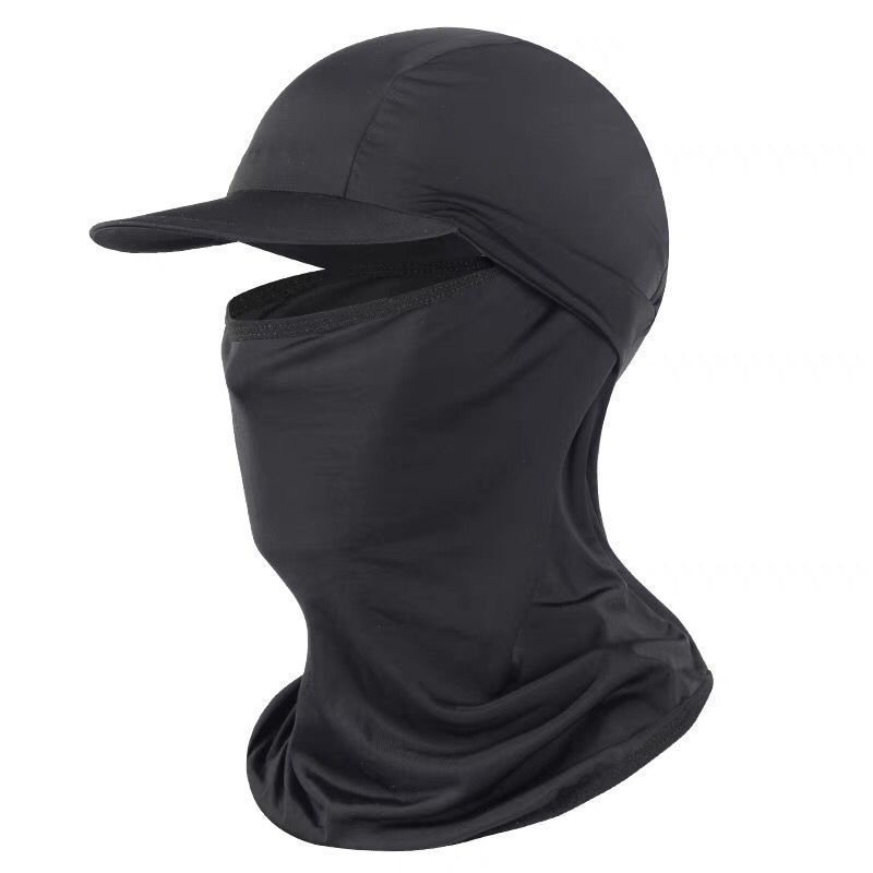 Summer Headgear Riding Outdoor Sports Fishing with Hat Brim Ice Silk Sweat-Absorbent Breathable Sun Protection Mask