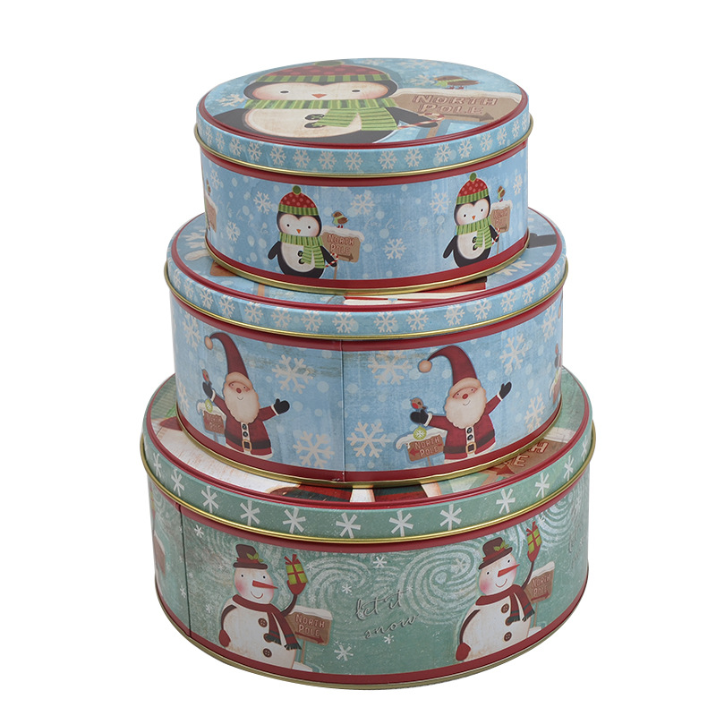 Christmas Eve round box wedding candy box metal box apple Christmas fruit box