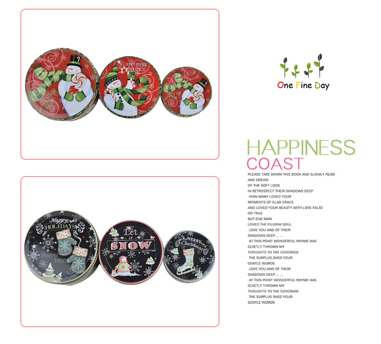Christmas Eve round box wedding candy box metal box apple Christmas fruit box