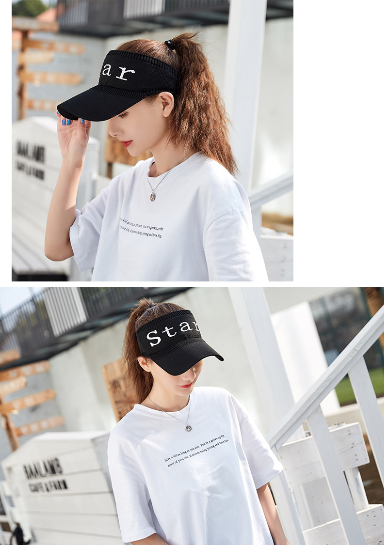 Spring and Summer Korean Style Topless Hat Outdoor Sun Hat Knitted Short Brim Cotton Line Peaked Cap Letter Baseball Cap Spring and Summer Korean Style Topless Hat Outdoor Sun Hat Knitted Short Brim Cotton Line Peaked Cap Letter Baseball Cap