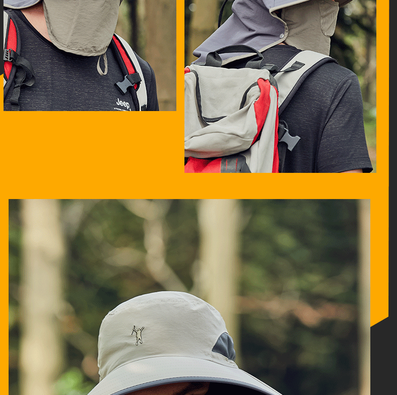 Summer Men and Women Outdoor Sun Protection UV Protection Bucket Hat Waterproof Breathable Sun-Proof Hat Big Brim Fishing Hat
