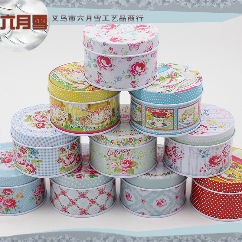Factory production and supply pastoral style broken flower series small round candy box