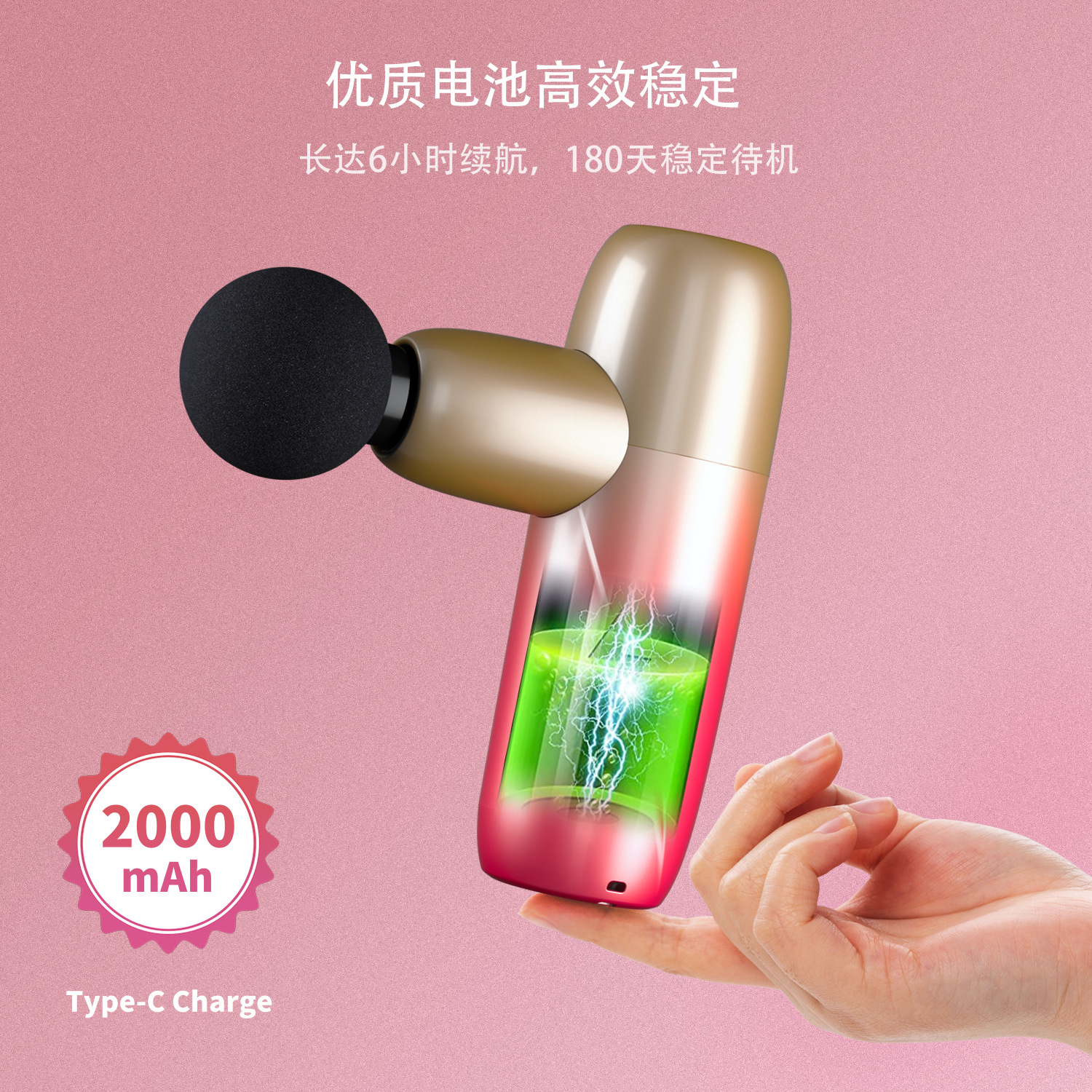 Brushless Motor Mini Massage Gun Gradient Color Full Body Intelligent Mini Vibration Mute Computer Massage Massage Gun