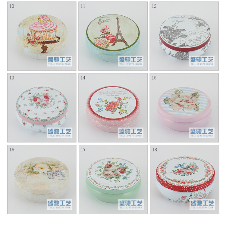 Wholesale happy candy box circular receiving box tinplate exquisite cookies and snacks receiving box manufacturers direct sales Wholesale happy candy box circular receiving box tinplate exquisite cookies and snacks receiving box manufacturers direct sales
