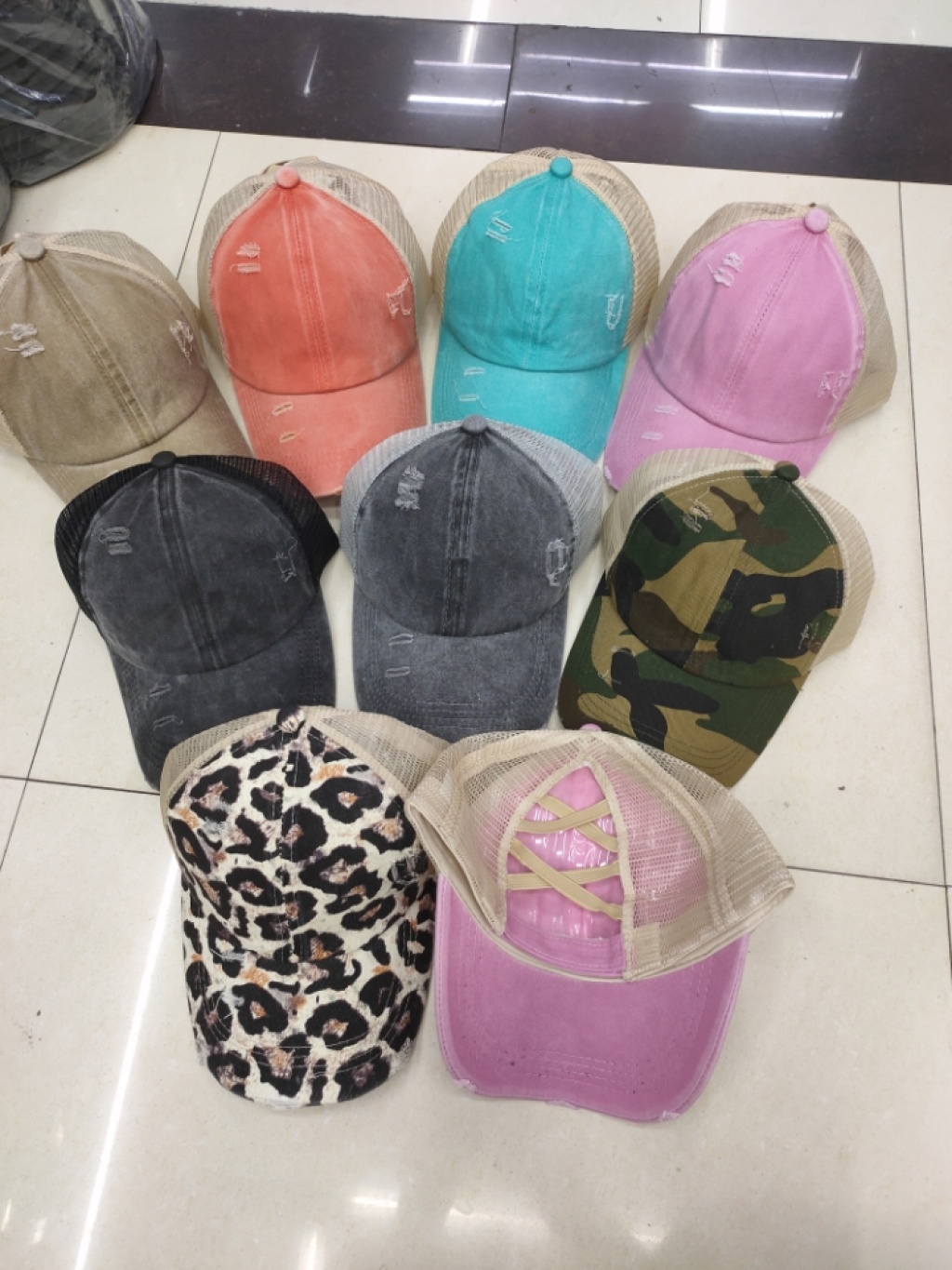 Women's Ponytail Hat Spring Summer Sun Hat Horse Tail Hat
