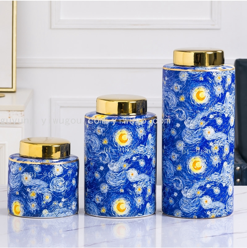 Factory Direct Ceramic Crafts Light Luxury Star Moon Decoration Handmade Horse High Temperature Vase Candy Box
