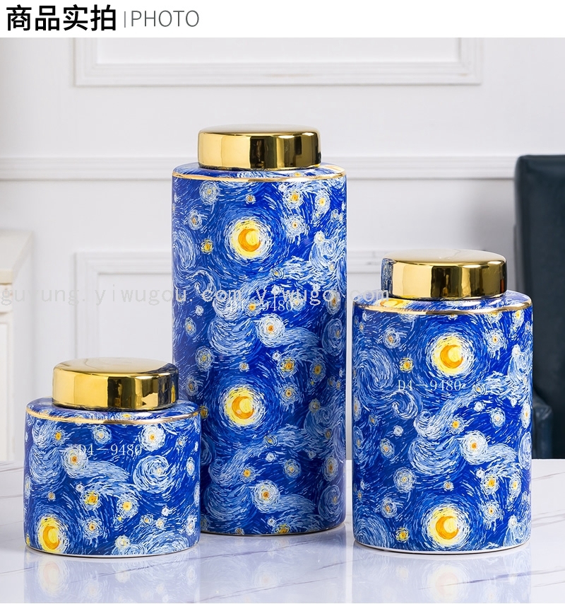 Factory Direct Ceramic Crafts Light Luxury Star Moon Decoration Handmade Horse High Temperature Vase Candy Box
