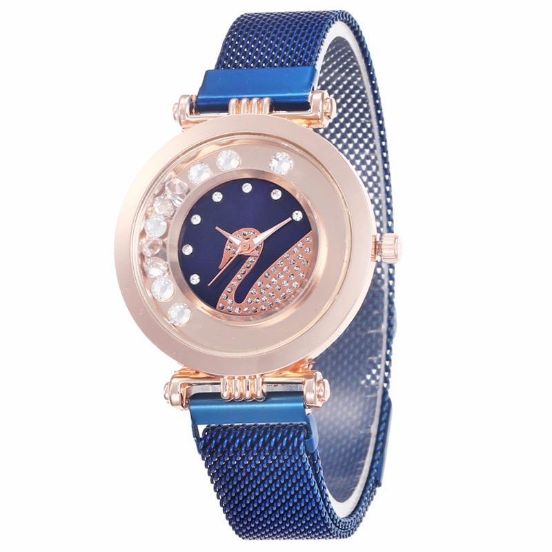 Set diamond swan magnet watch female crystal ball magnet lady watch foreign trade hot style net red stone quartz table