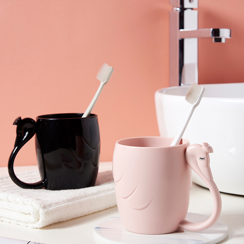 Creative Swan Couple Cup Bathroom Thickened Plastic Wash Cup Student Man and Woman Cartoon Toothbrush Cup