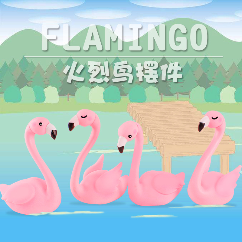 Vinyl Flamingo Birthday Cake Decoration Baking Decoration Swan Flamingo with Light Cartoon Ornaments