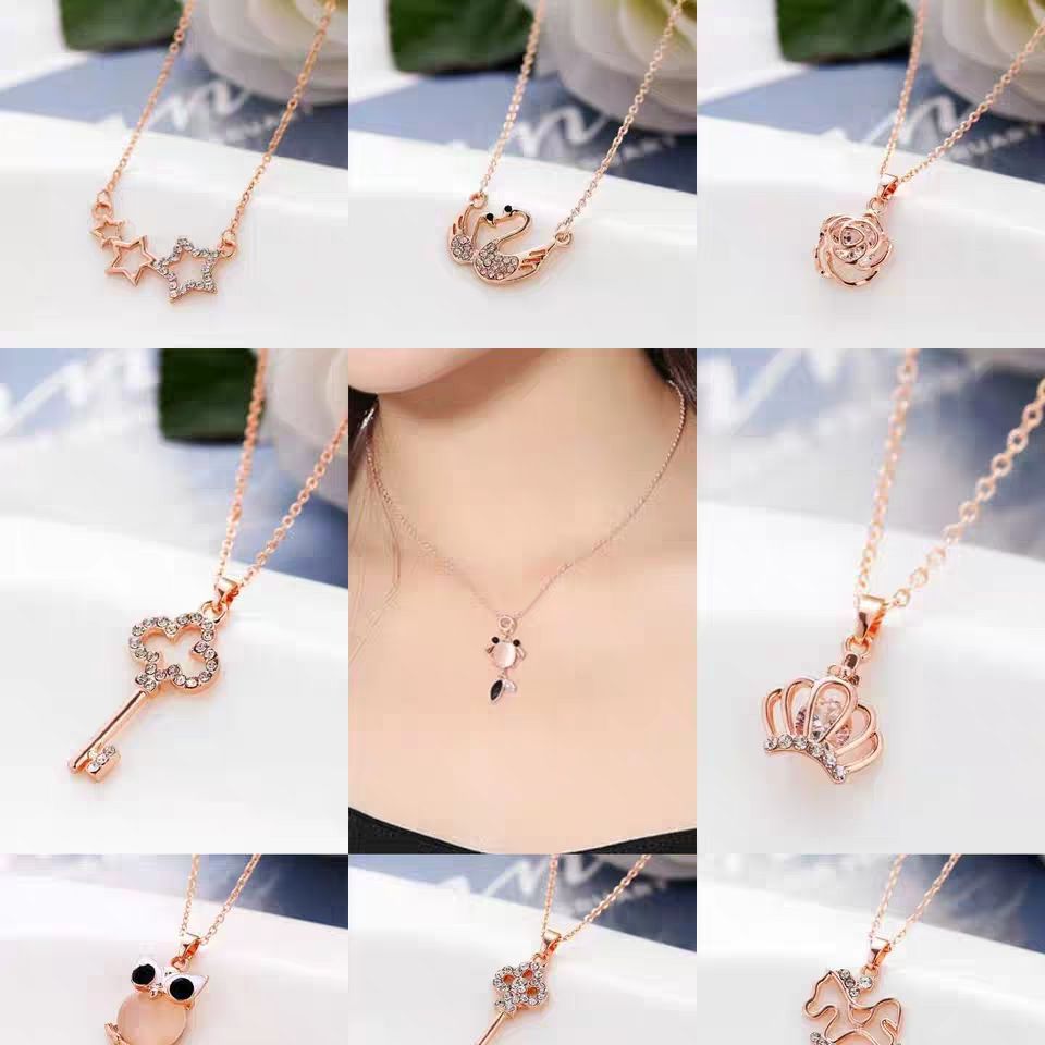 Rose Gold Swan Japanese and Korean Simplicity and Personality Necklace Female Fashion Net Red Temperament Clavicle Chain Diamond Sexy Pendant Necklace Rose Gold Swan Japanese and Korean Simplicity and Personality Necklace Female Fashion Net Red Temperament Clavicle Chain Diamond Sexy Pendant Necklace