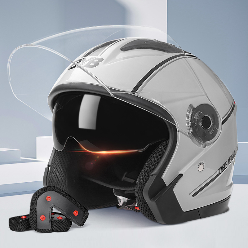 BYB 730 New Electric Bicycle Helmet Motorcycle Helmet Riding Helmet Motorcycle Double Lens Helmet