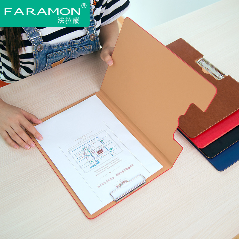 Leather A4 Folder Office Supplies Folder Test Paper Clip Signatory Book Base Plate Contract Sales Folder Custom Logo