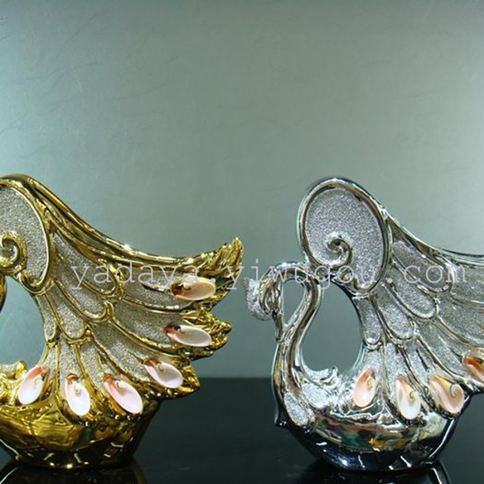 Ceramic shell ornaments crafts silver swan bird Ceramic shell ornaments crafts silver swan bird
