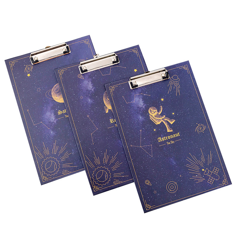 Dream Starry Sky A4 File Clipboard Folder Test Paper Clip Student Base Plate Tablet Clip Folder