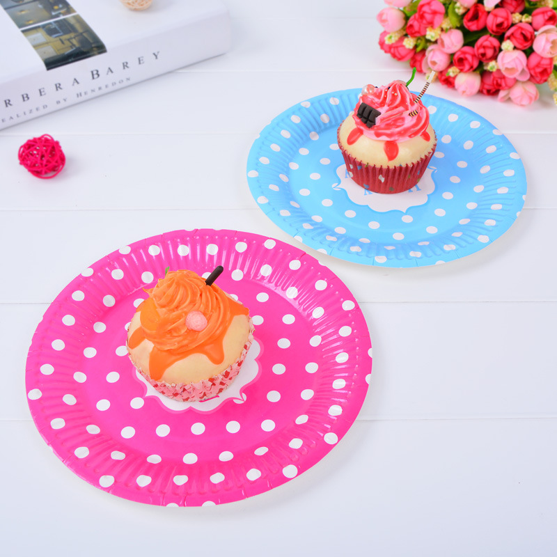 Birthday party supplies 7 \&#034;9\&#034; dot paper plate Korean wave point cake plate party disposable barbecue plate