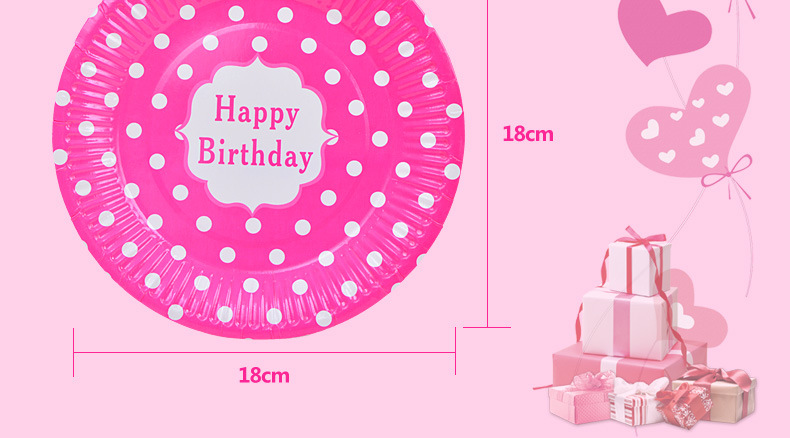 Birthday party supplies 7 \"9\" dot paper plate Korean wave point cake plate party disposable barbecue plate Birthday party supplies 7 \"9\" dot paper plate Korean wave point cake plate party disposable barbecue plate