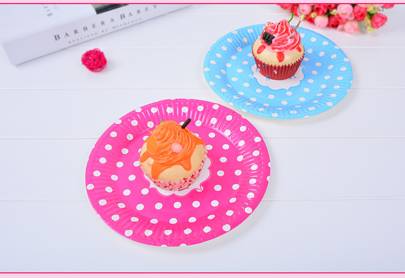 Birthday party supplies 7 \"9\" dot paper plate Korean wave point cake plate party disposable barbecue plate Birthday party supplies 7 \"9\" dot paper plate Korean wave point cake plate party disposable barbecue plate