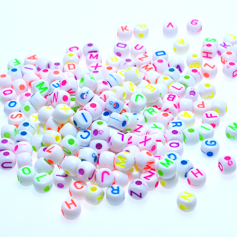 Acrylic Beads Kandi Scattered Beads 5x7mm round Flat 26 English Letter Beads Bracelet Wrist Ring DIY Beaded Wholesale