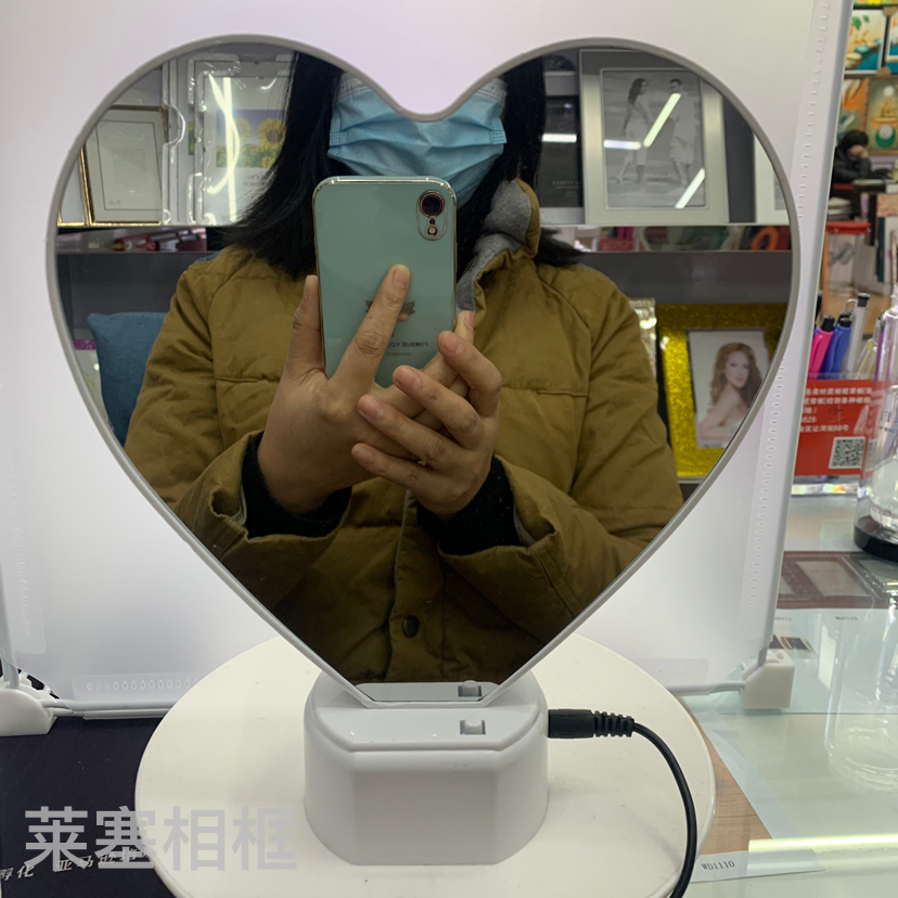 Peach Heart Shape with LED Creative Decoration Crafts Home Decoration Living Room Bedroom Photo Magic Mirror Photo Frame