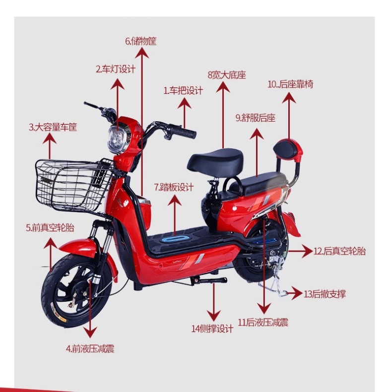 Adult Battery Car Electric Bicycle Electric Car Two-Wheel Double Leisure Walking