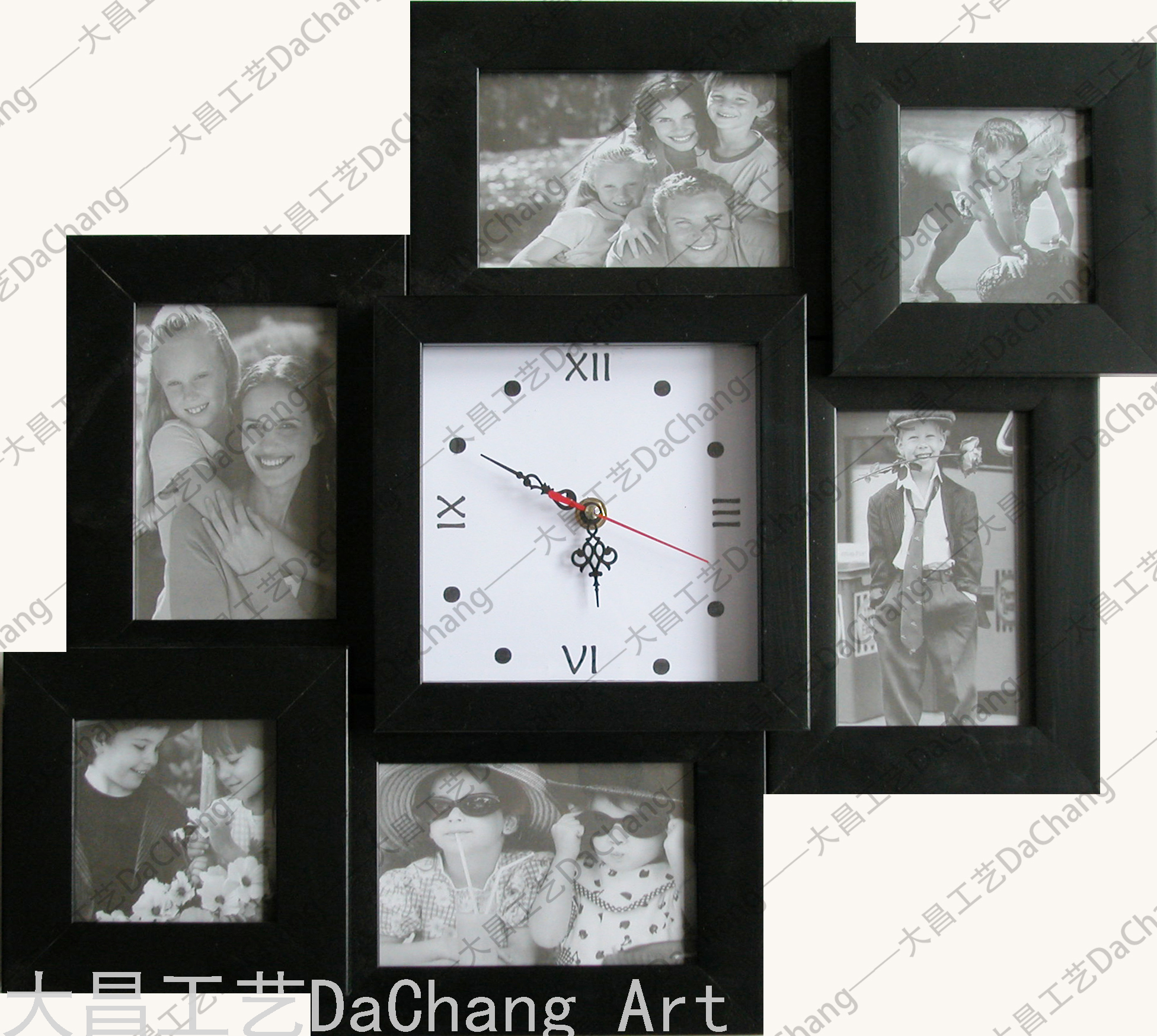 Seven-Piece Combination Picture Frame Decorative Painting Wall-Mounted Clock Solid Wood Photo Wall Combination Custom Wedding Photo Frame Photo