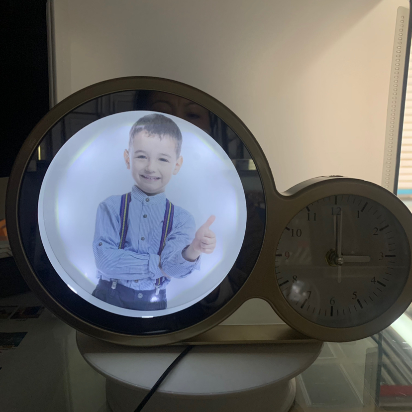 Golden Tape Clock Double Circle LED Light Creative Decoration Crafts Home Decorative Gift Photo Magic Mirror Photo Frame