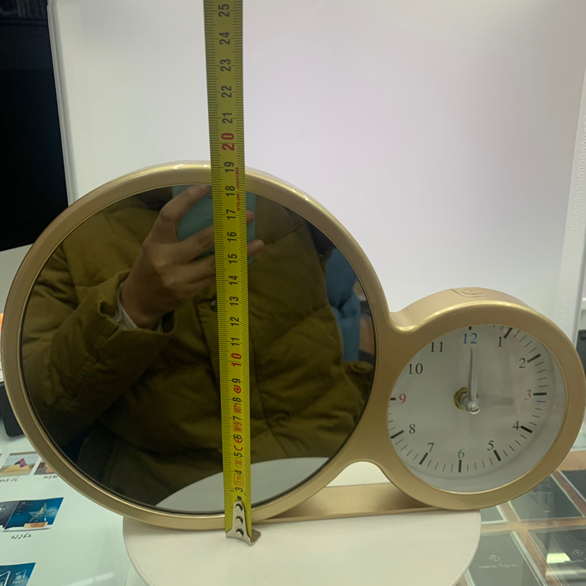 Golden Tape Clock Double Circle LED Light Creative Decoration Crafts Home Decorative Gift Photo Magic Mirror Photo Frame