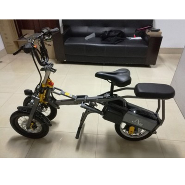 Foreign Trade Supply Fashion Inverted Three-Wheel One-Click Folding Lithium Battery Aluminum Alloy Electric Bicycle Scooter Double Battery