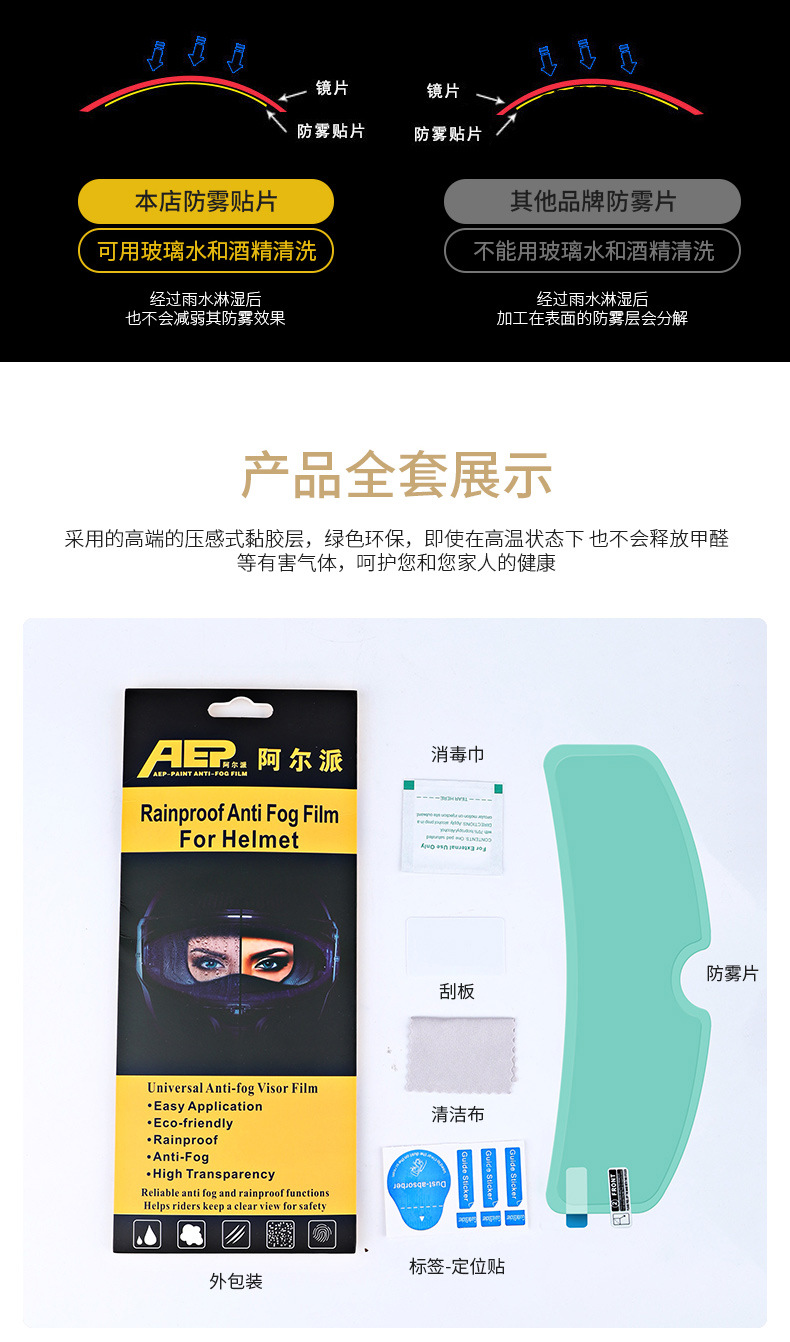 Electric Motorcycle Helmet HD Anti-Fog Lens Stickers Riding Helmet Water Resistant Film Waterproof Paste Universal