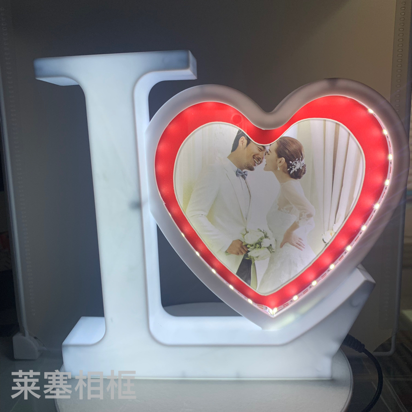 Love Heart with LED Light Creative Decoration Crafts Home Decorative Gift Photo Living Room Bedroom Magic Mirror Photo Frame