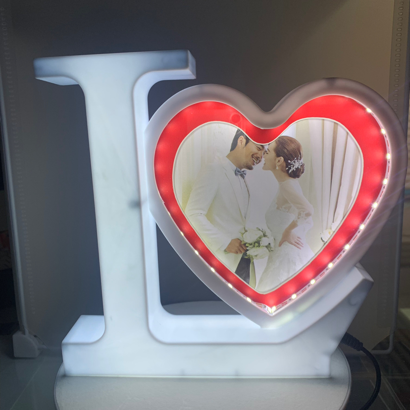 Love Heart with LED Light Creative Decoration Crafts Home Decorative Gift Photo Living Room Bedroom Magic Mirror Photo Frame