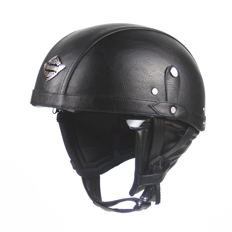 Cross-Border Retro Cool Electric Electromobile Helmet Half Helmet Pedal Locomotive Cruise Leather Helmet Prince Helmet