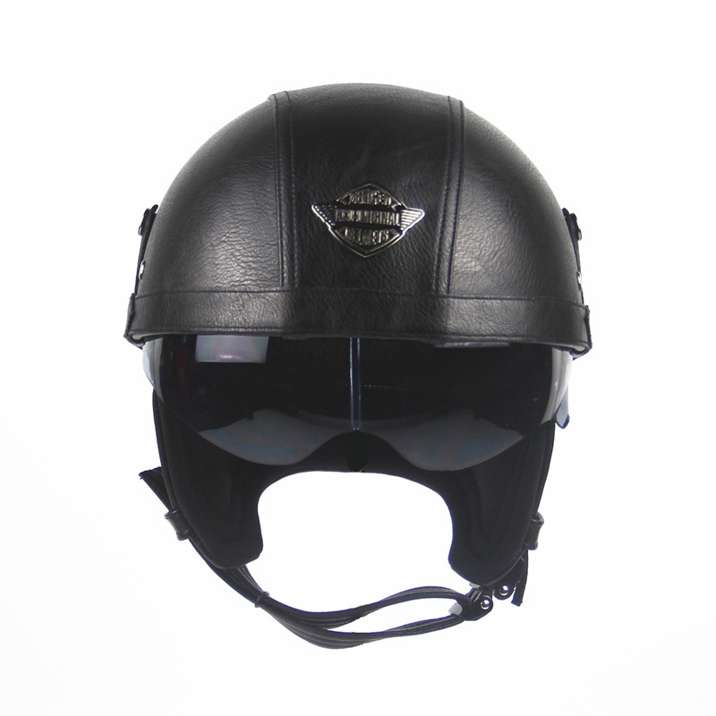Cross-Border Retro Cool Electric Electromobile Helmet Half Helmet Pedal Locomotive Cruise Leather Helmet Prince Helmet