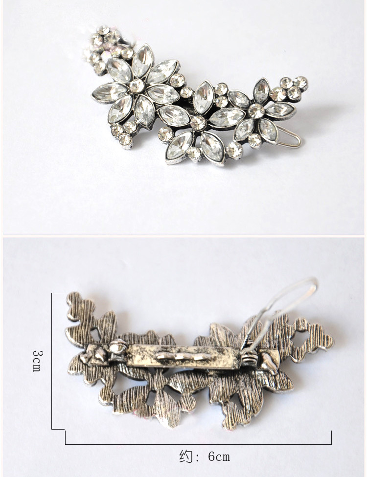 Weiweixiu Vintage Flowers Rhinestone Multi-Purpose Hairpin Side Clip Top Clip Hair Accessories Headdress