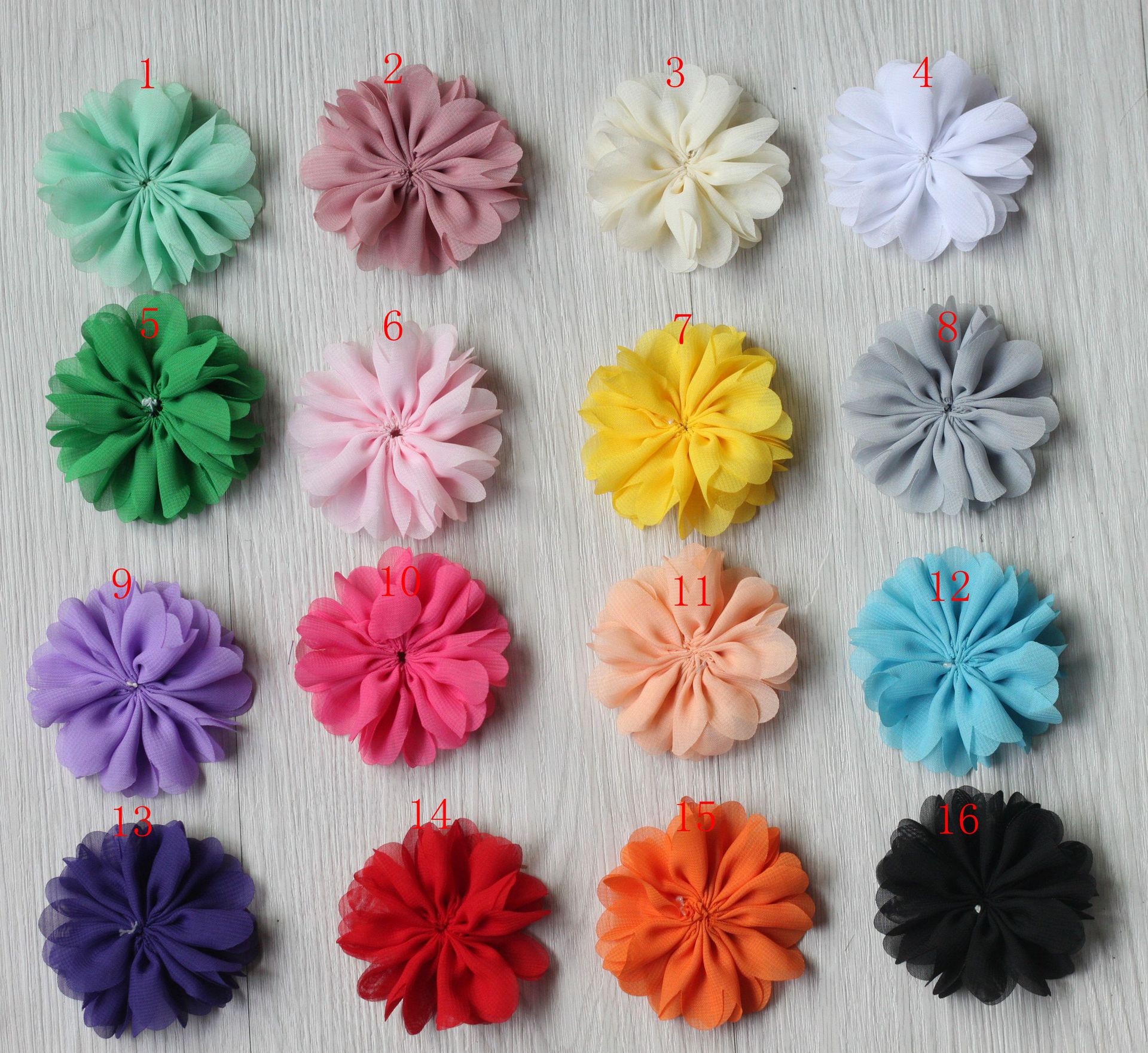 European and American DIY Jewelry Headdress Handmade Accessories 7cm Wave Chiffon Cloth Flowers Excluding Hair Clip Hair Band 16 Colors in Stock European and American DIY Jewelry Headdress Handmade Accessories 7cm Wave Chiffon Cloth Flowers Excluding Hair Clip Hair Band 16 Colors in Stock