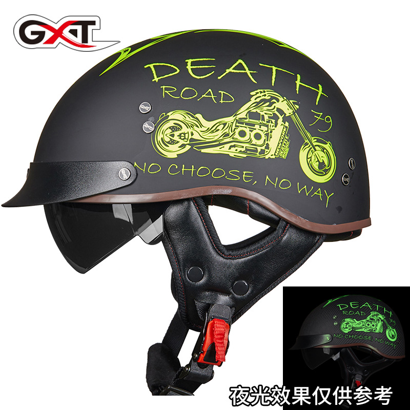 GXT Motorcycle Helmet Half Helmet Four Seasons Retro Harley Prince Helmet Retro Electric Car Men Head Helmet MT-4