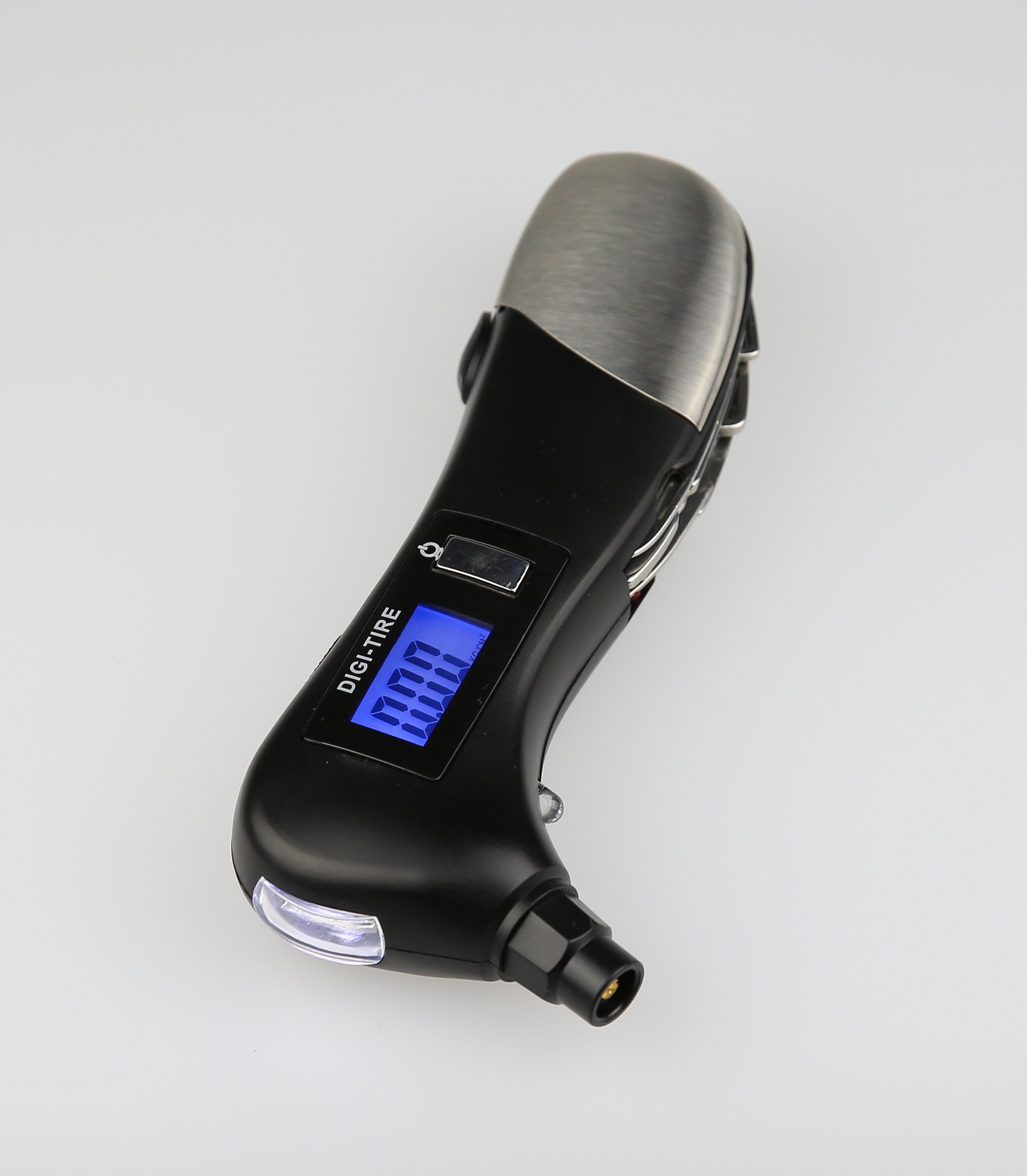 Multifunctional cutter with safety hammer LED lamp digital tire pressure gauge