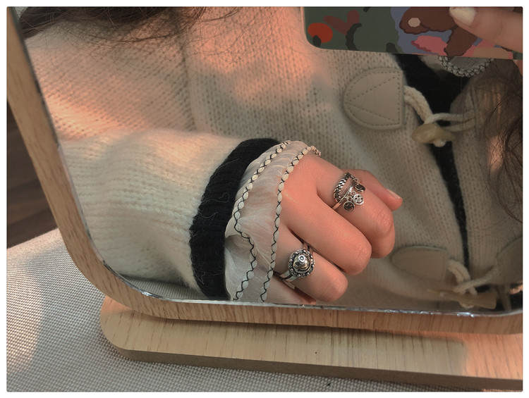 Ring Female Fashion Personality Distressed Jack Purcell Face Multi-Layer Ins Indifference Trend Korean Vintage Thai Silver Ring Ring Female Fashion Personality Distressed Jack Purcell Face Multi-Layer Ins Indifference Trend Korean Vintage Thai Silver Ring