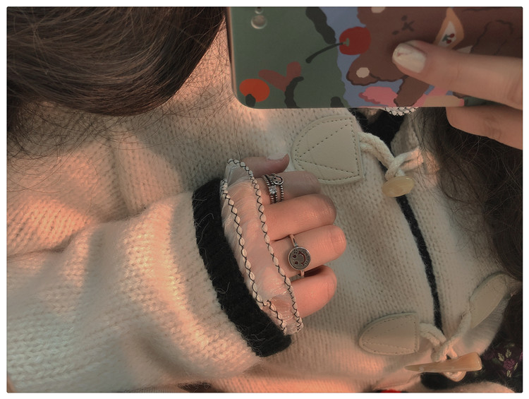 Ring Female Fashion Personality Distressed Jack Purcell Face Multi-Layer Ins Indifference Trend Korean Vintage Thai Silver Ring Ring Female Fashion Personality Distressed Jack Purcell Face Multi-Layer Ins Indifference Trend Korean Vintage Thai Silver Ring