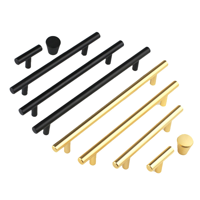 Aluminum Alloy Handle Cabinet Door Lengthened Handle Drawer Cupboard Wardrobe Door Handle Single-Jack, Black Gold Metal Handle