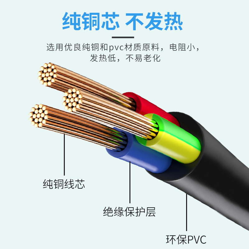 American Standard Power Strip Extension Cable Double-Sided Stripe Jack American Standard Plug Board Seat American Power Cord Three-Core Pure Copper Can Be Customized