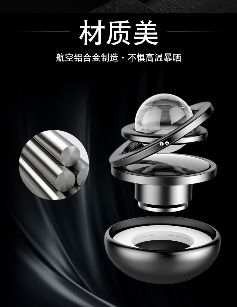 Car perfume set star diamond crystal double ring suspension rotation Car aromatherapy solar energy rotation Car aromatherapy